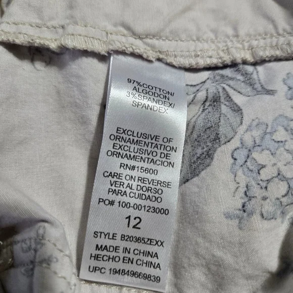 Women's Democracy "Flex"-ellent Beige Floral Crop Pants Size 12 - Picture 6 of 14